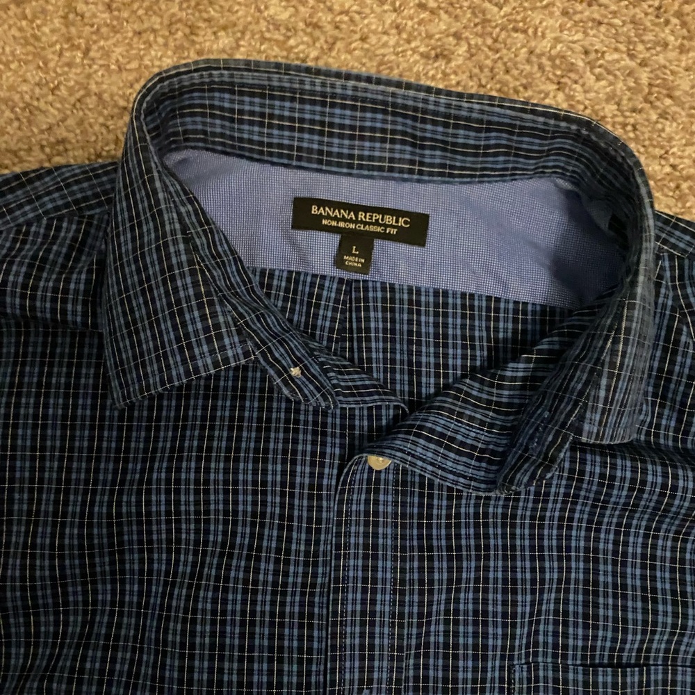Large blue Banana Republic plaid button down Classic Fit